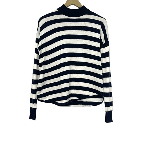 Madewell Wool Blend Navy Blue White Striped Sweater Size XS - Picture 2 of 7